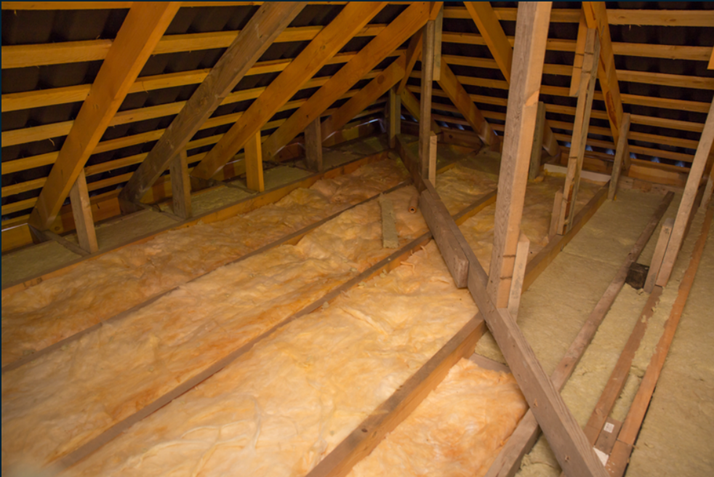 Fiberglass insulation installed